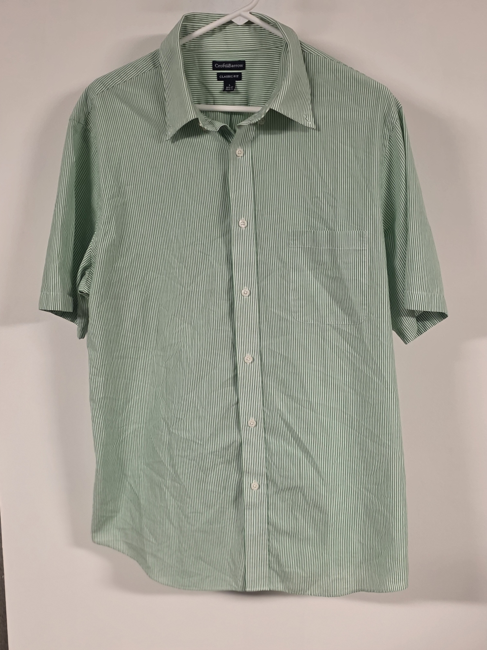 croft & barrow Short-Sleeve Light Green Pinstripe Button-Down Shirt